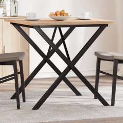 Table à manger cadre en X 80x80x75,5cm bois de pin massif acier 