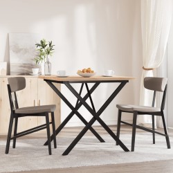 Table à manger cadre en X 80x80x75,5cm bois de pin massif acier 