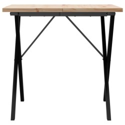 Table à manger cadre en X 80x80x75,5cm bois de pin massif acier 