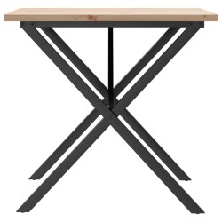 Table à manger cadre en X 80x80x75,5cm bois de pin massif acier 
