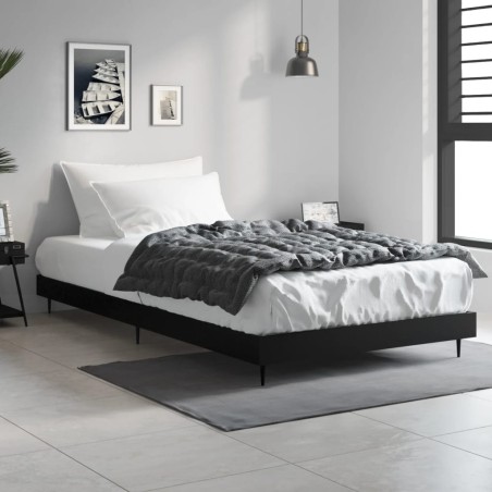 Cadre de lit sans matelas noir 90x190 cm bois ingénierie 