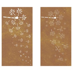 Décorations murales de jardin 2pcs 105x55 cm design de fleur 