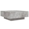 Table basse avec lumières LED gris béton 80x80x31 cm 