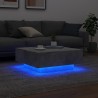 Table basse avec lumières LED gris béton 80x80x31 cm 