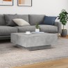 Table basse avec lumières LED gris béton 80x80x31 cm 