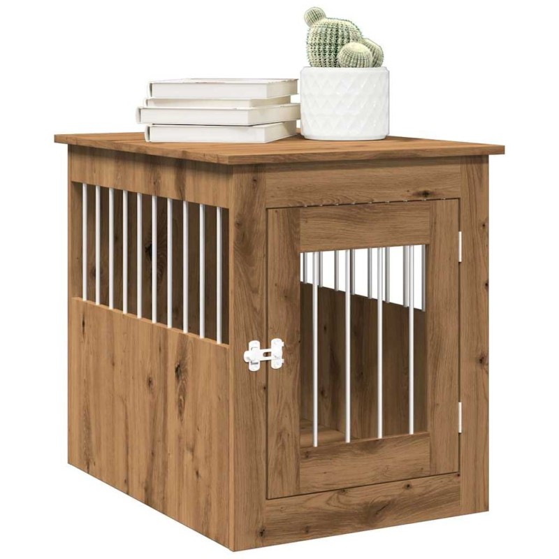 Meuble de cage pour chiens chêne artisanal 55x75x65 cm 