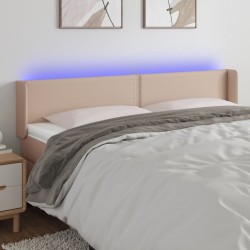 Tête de lit à LED Cappuccino 203x16x78/88 cm Similicuir 