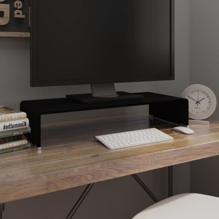 Meuble TV/support pour moniteur 70x30x13 cm verre noir 