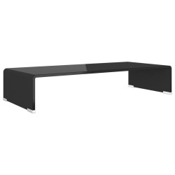 Meuble TV/support pour moniteur 70x30x13 cm verre noir 
