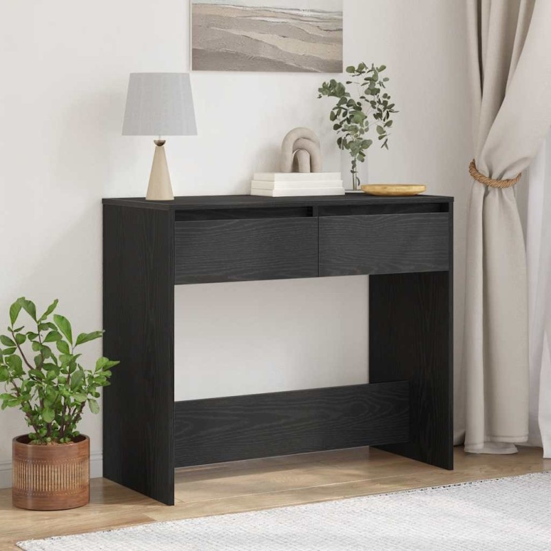 Table console chêne noir 89x41x76,5 cm bois d'ingénierie 