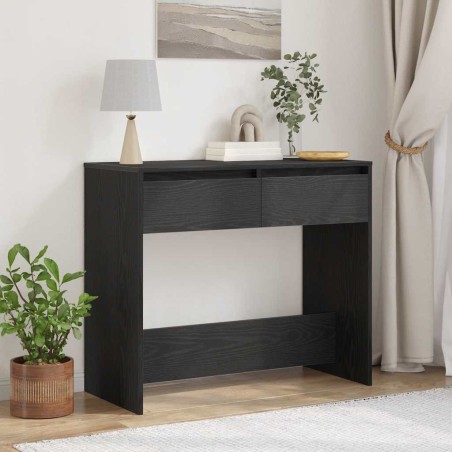 Table console chêne noir 89x41x76,5 cm bois d'ingénierie 