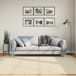 Tapis HUARTE à poils courts doux et lavable crème 200x200 cm 