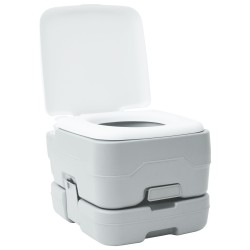 Toilette de camping portablegrise 10L réservoir d'eau douce et 10L réservoir à déchets 