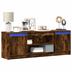 Meuble TV avec LED chêne fumé 139,5x34x50 cm bois d'ingénierie 