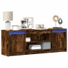 Meuble TV avec LED chêne fumé 139,5x34x50 cm bois d'ingénierie 