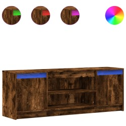Meuble TV avec LED chêne fumé 139,5x34x50 cm bois d'ingénierie 