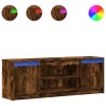 Meuble TV avec LED chêne fumé 139,5x34x50 cm bois d'ingénierie 