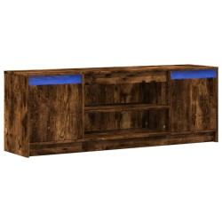 Meuble TV avec LED chêne fumé 139,5x34x50 cm bois d'ingénierie 