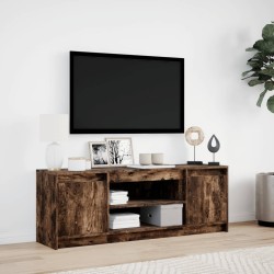 Meuble TV avec LED chêne fumé 139,5x34x50 cm bois d'ingénierie 