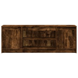 Meuble TV avec LED chêne fumé 139,5x34x50 cm bois d'ingénierie 