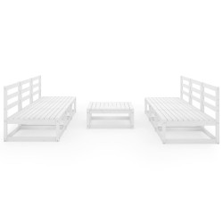 Salon de jardin 7 pcs Blanc Bois de pin massif 