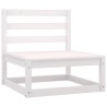 Salon de jardin 7 pcs Blanc Bois de pin massif 