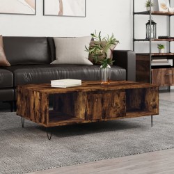Table basse chêne fumé 104x60x35 cm bois d'ingénierie 