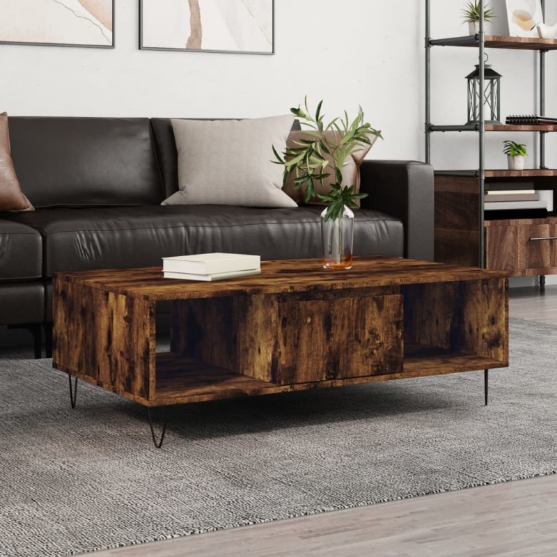 Table basse chêne fumé 104x60x35 cm bois d'ingénierie Table basse chêne fumé 104x60x35 cm bois d'ingénierie