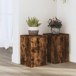Supports pour plantes 2 pcs chêne fumé bois d'ingénierie 