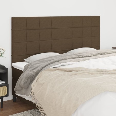 Têtes de lit 4 pcs Marron Foncé 80x5x78/88 cm Tissu 
