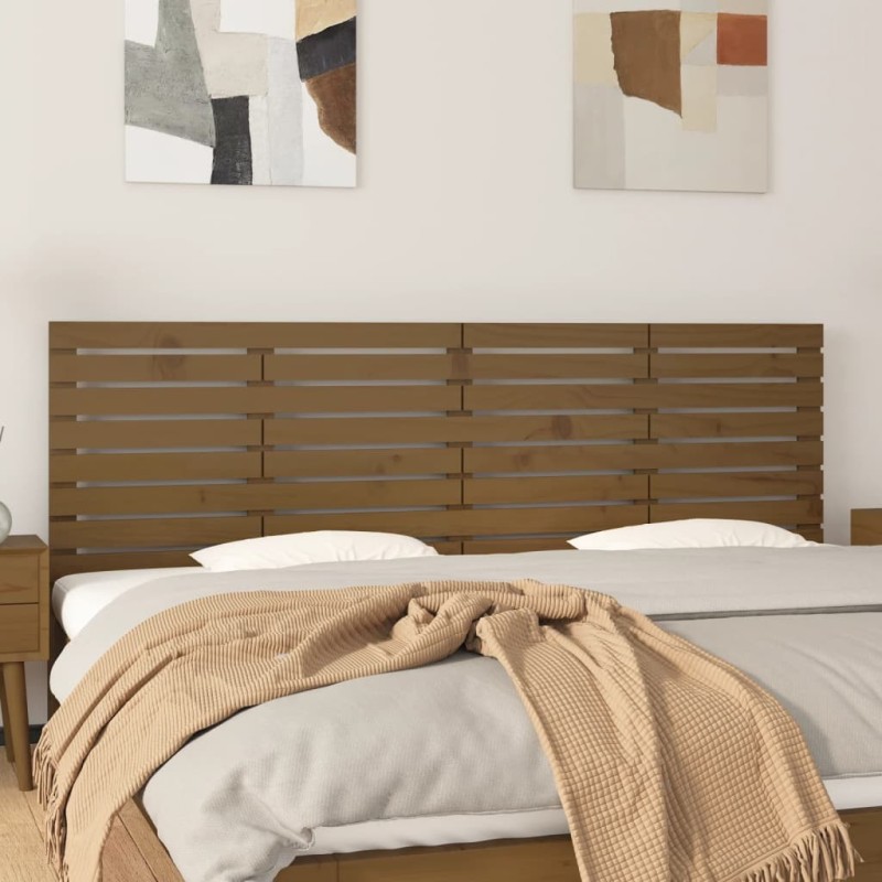 Tête de lit murale Marron miel 206x3x63 cm Bois massif de pin Tête de lit murale Marron miel 206x3x63 cm Bois massif de pin