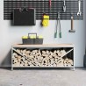 Étagère à bois de chauffage avec plateau en bois blanc 