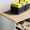 Étagère à bois de chauffage avec plateau en bois blanc 