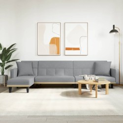 Canapé-lit en forme de L gris clair 275x140x70 cm tissu 