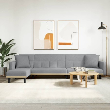 Canapé-lit en forme de L gris clair 275x140x70 cm tissu 