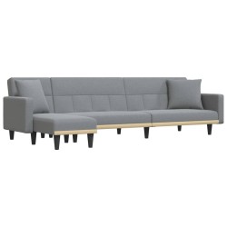 Canapé-lit en forme de L gris clair 275x140x70 cm tissu 