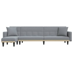 Canapé-lit en forme de L gris clair 275x140x70 cm tissu 