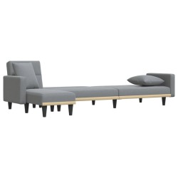 Canapé-lit en forme de L gris clair 275x140x70 cm tissu 