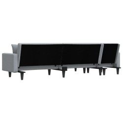 Canapé-lit en forme de L gris clair 275x140x70 cm tissu 