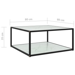 Table basse Blanc 80x80x35 cm Verre trempé 