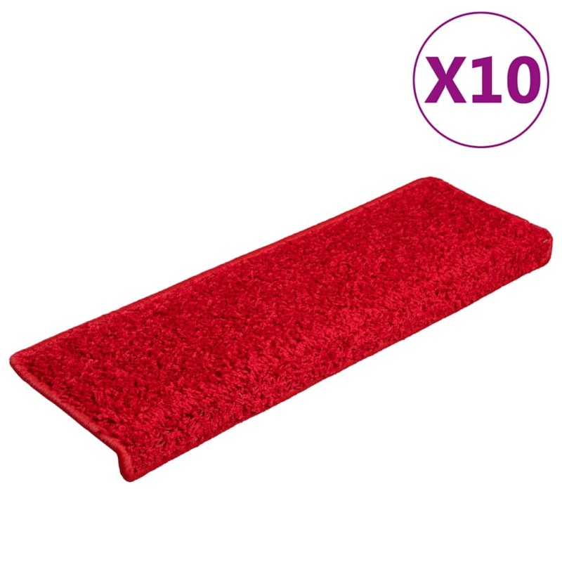 Tapis d'escalier 20 pcs 65x21x4 cm rouge 
