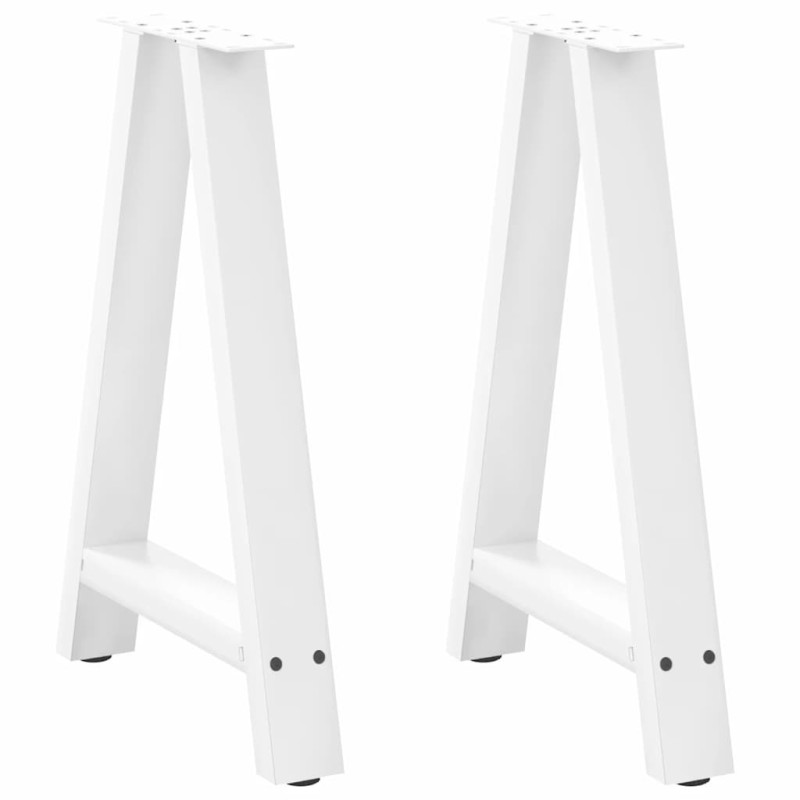 Pieds de table à manger en forme de A 2 pièces Blanc 60 x (72-73) cm Acier 