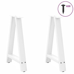 Pieds de table à manger en forme de A 2 pièces Blanc 60 x (72-73) cm Acier 