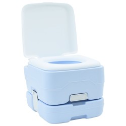Toilette de camping portablebleu 10L avec réservoir d'eau douce de 10L et réservoir à déchets 