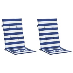 Coussins de chaise à dossier haut lot de 2 rayures bleu/blanc 