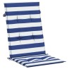 Coussins de chaise à dossier haut lot de 2 rayures bleu/blanc 