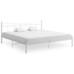 Cadre de lit sans matelas blanc métal 200x200 cm 