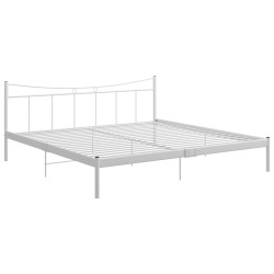 Cadre de lit sans matelas blanc métal 200x200 cm 
