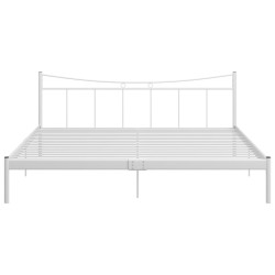 Cadre de lit sans matelas blanc métal 200x200 cm 
