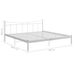 Cadre de lit sans matelas blanc métal 200x200 cm 